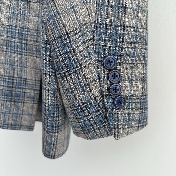 Robert Graham Sport Coat Mens 46R Wool Silk Plaid Slim Fit Blazer Jacket Preppy - Picture 14 of 16